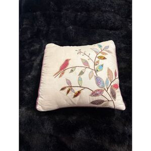 Handprint silk bird a tree limb throw pillow 11x11
